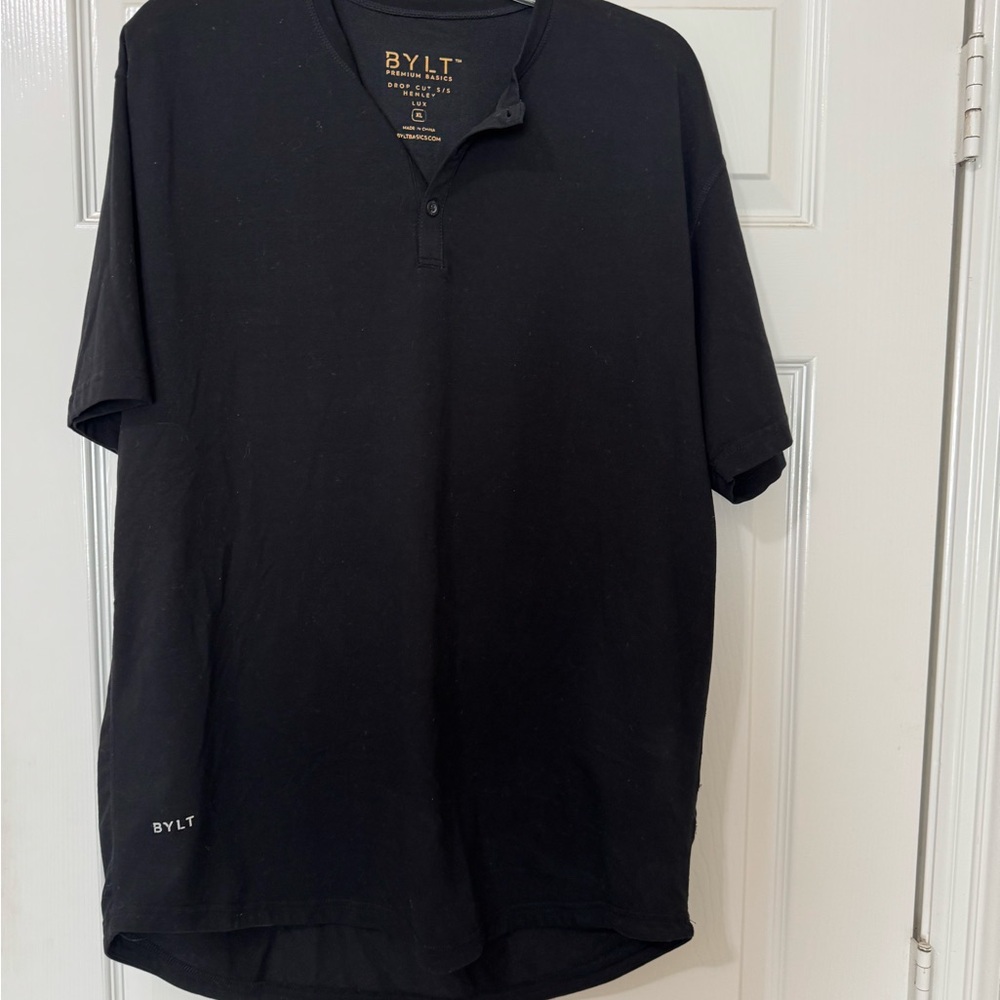 BYLT Premium Basics Men’s XL Drop Cut S/S Henley LUX Black